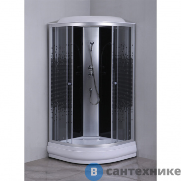 картинка Душевая кабина Loranto CS-6690-13K 90*90*215 мозайчатый узор, прозрачное стекло 4 мм. профиль хром
