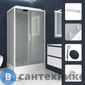 Душевая кабина PARLY BETT120 низ. под. задние стекла белые, передние стекла матовые, проф. сатин