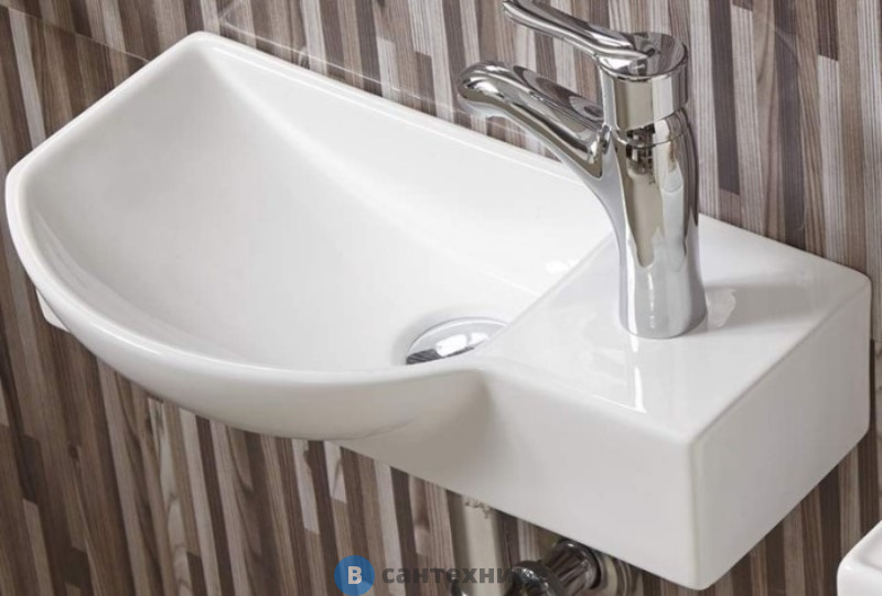 Раковина WELTWASSER AISBACH 7950 GL-WT R подвесная (глянцевая белая) 450х240х125 мм