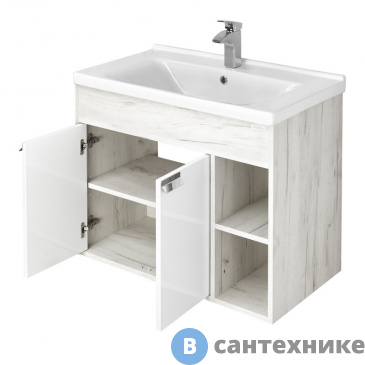 картинка Тумба с раковиной Акватон Флай 80 Бел Дуб КРАФТ (1A2374K0FAX10)
