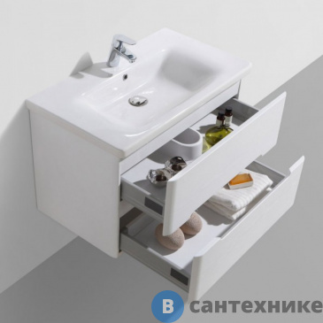 картинка Тумба под раковину BelBagno SOFT подвесная с двумя выкатными ящиками, с доводчиками SOFT-1200-2C-SO-BF Bianco Frassinato, 11900x440x500
