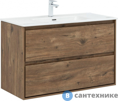 картинка Тумба с раковиной Aquanet Милан 100 цв. дуб рустикальный (340165)