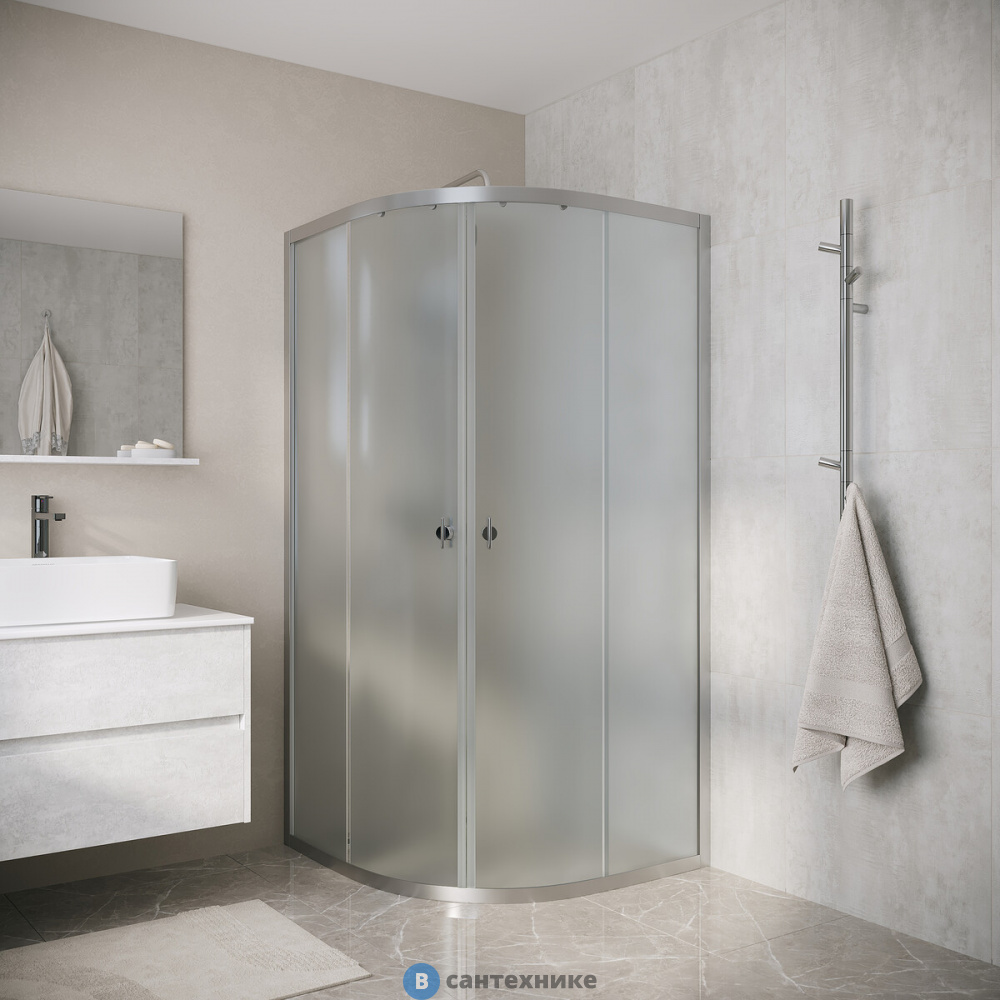 Душевое ограждение Niagara Eco NG-1007-14MT (90х90х190) четверть круга, раздвижное, хром, стекло матовое