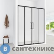 Дверь в нишу, раздвижная Loranto CS-AB04B-150 150x190, профиль черный матовый, 6 мм прозрачное стекло