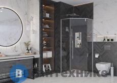 Душевое ограждение Ambassador Ritz 112011102 (90х90х200) трапеция, хром, стекло прозрачное, распашная