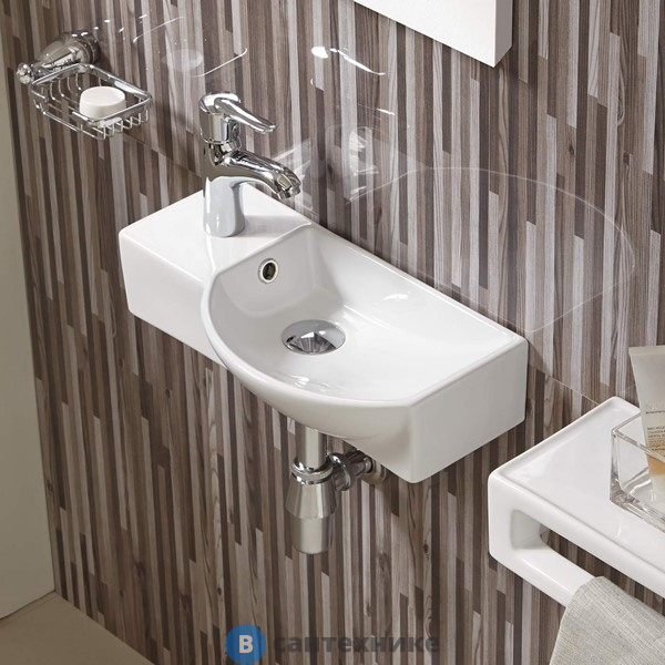 Раковина WELTWASSER AISBACH 7950 GL-WT L подвесная (глянцевая белая) 505х235х125