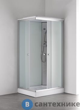 картинка Душевая кабина Loranto CS-5180-13R F, 100*80*215 низкая, белая, прямоугольная, стекло 4 мм, поддон 13 см