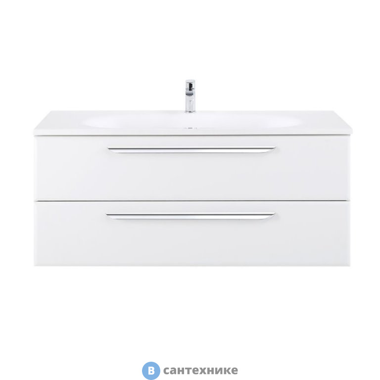 Тумба под раковину Cezares ECO подвесная с двумя выкатными ящиками, Bianco Lucido, 1198x472x500, ECO-1200-2C-SO-BL