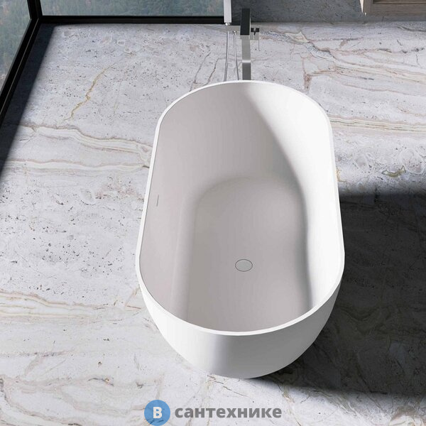 Ванна из искусственного камня Vincea VBT-4S04MW, 1700*800*560, белый мат., слив-перелив в комплекте