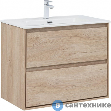картинка Тумба с раковиной Aquanet Милан 80 цв. дуб светлый (340169)