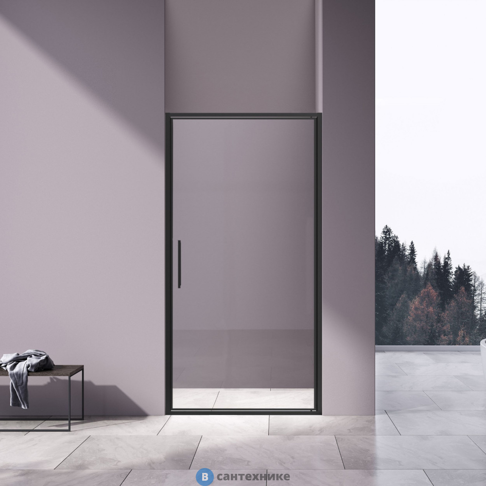 Душевая дверь Vincea Slim 8mm VDP-4SL100CLB, черный, стекло прозрачное