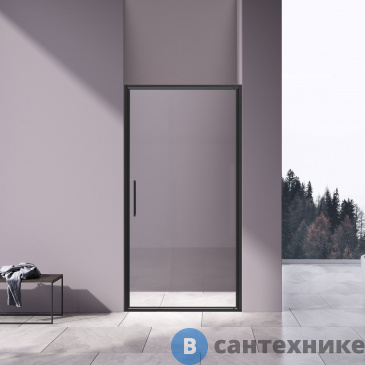 картинка Душевая дверь Vincea Slim 8mm VDP-4SL100CLB, черный, стекло прозрачное