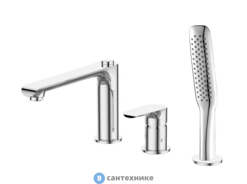 Смеситель BelBagno ANCONA-BVD3-CRM на борт ванны с ручным выдвижным душем, хром
