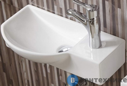 картинка Раковина WELTWASSER AISBACH 7950 GL-WT R подвесная (глянцевая белая) 450х240х125 мм