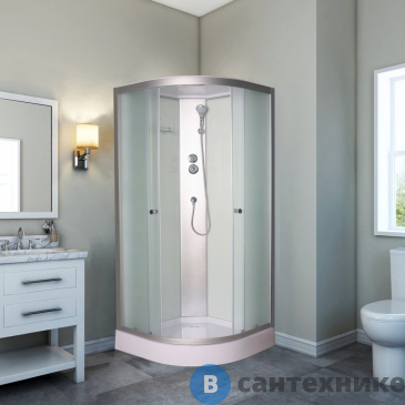 картинка Душевая кабина Sapbox 1114 (900*900*2100) с крышей, стекло белый/матовый 4 мм, профиль сатин (SB1114-90-01-WM-S)
