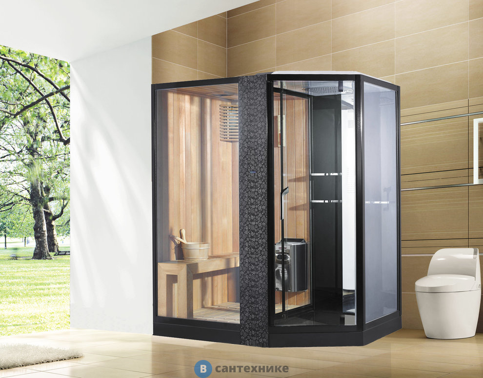 Душевая кабина Orans SR-89103LS Black, Long door handle (1800x1300x2200)