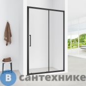 Дверь в нишу, раздвижная Loranto CS-AB03B-140 140x190, профиль черный матовый, 6 мм прозрачное стекло