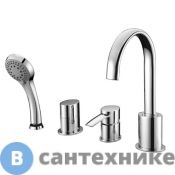 Сместель Lemark Atlantiss LM3241C для ванны встраиваемый, на 4 отверстия, с аксессуарами, хром