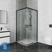Душевое ограждение Ambassador Queen 11011204Black (100х100х200) квадрат, черный, стекло прозрачное, раздвижная