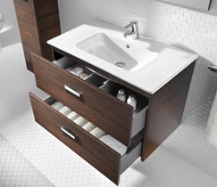 Установка раковины с тумбой в ванной комнате