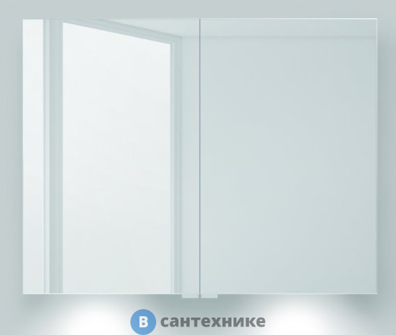 Зеркальный шкаф BelBagno SPC-2A-DL-BL-900 с нижней подсветкой дверей с двумя распашными дверьми с двусторонним зеркальным полотном, со стеклянными полками, с розеткой и сенсорным выключателем