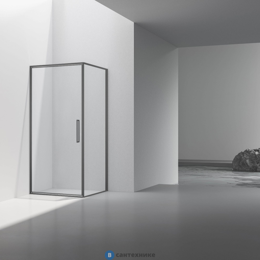 Душевой уголок Vincea Slim 8mm VSR-4SLP9010CLGM, 1000*900, вороненая сталь, стекло прозрачное