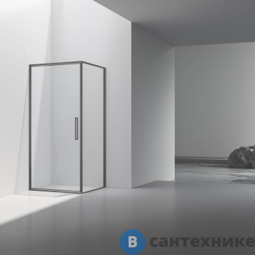 картинка Душевой уголок Vincea Slim 8mm VSR-4SLP9010CLGM, 1000*900, вороненая сталь, стекло прозрачное