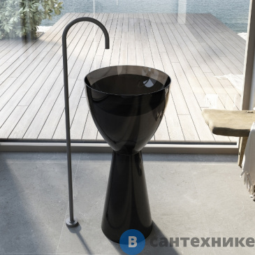 картинка Раковина ABBER Kristall AT2703Onyx, отдельностоящая прозрачная, чёрный