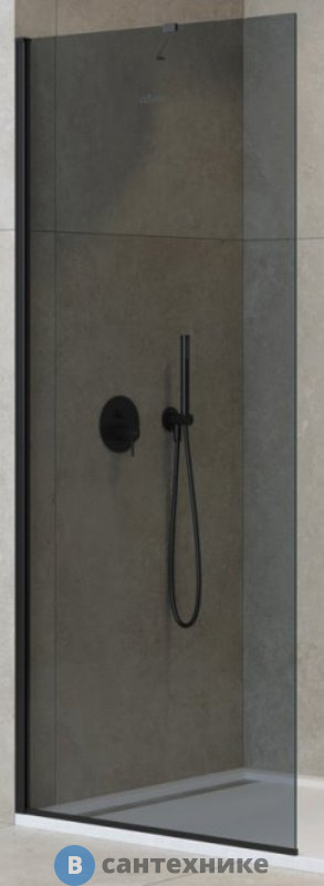 Душевая перегородка Cezares LIBERTA-L-1-TB-100-GR-NERO универсальная с односторонним входом, стекло графит, профиль чёрный, 1000x1950 мм