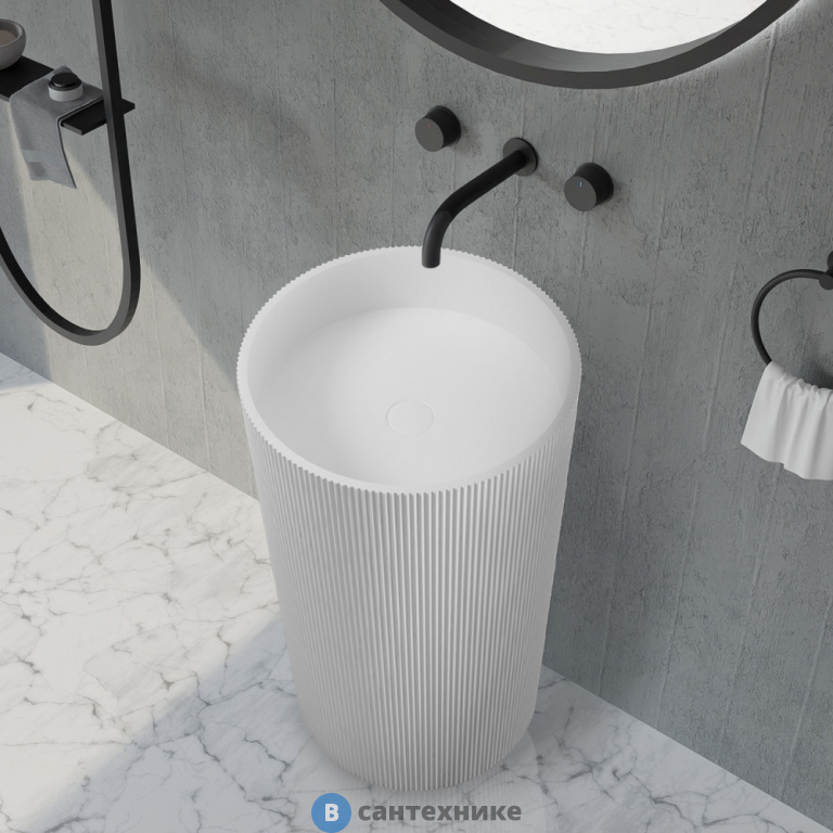 Раковина ABBER Stein AS2501-H отдельностоящая белая матовая