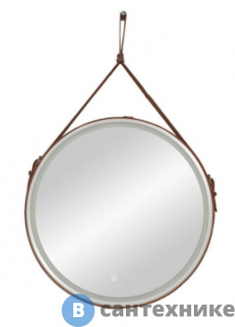 картинка Зеркало с подсветкой Art & MAX MILAN на ремне из коричневой кожи AM-Mil-650-DS-F-Brown