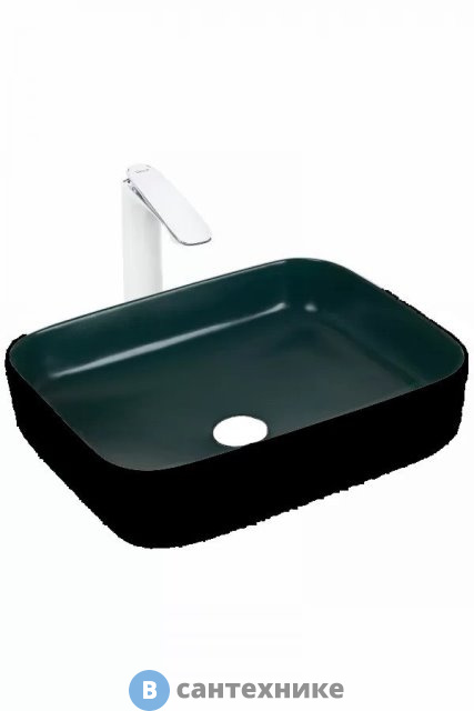 Раковина WELTWASSER ELBACH M2195 BDG накладная (чёрная темно-зелёная) 500х390х140