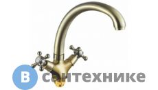 Смеситель Potato P5960-2 для кухни с высоким изливом с гайкой бронза