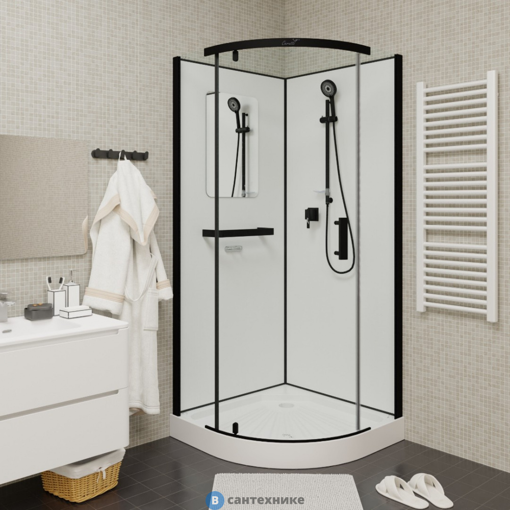 Душевая кабина Ceruttispa KORRA90B (90x90x205) полукруг с низ подд-м, стекло проз. 5 мм