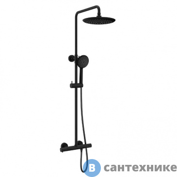 картинка Душевая стойка Vincea Desire VSFS-1D0TMB термостатическая без излива, 25 см верх душ, черный