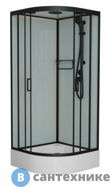картинка Душевая кабина Frank F409/1 М Black средний поддон матовое стекло