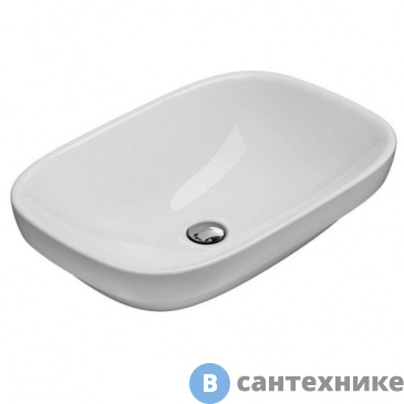 картинка Рковина GLOBO Genesis встраиваемая без перелива 60x40 cm без отв. под смеситель, белый (GE042.BI*0)