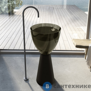 картинка Раковина ABBER Kristall AT2703Black-Vesuvian черный/оливковый отдельностоящая прозрачная