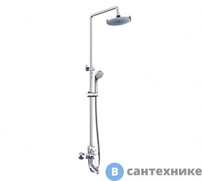 картинка Душевая стойка Bravat F6111147C-A-RUS круглый верхн. с поворотным изливом Eco