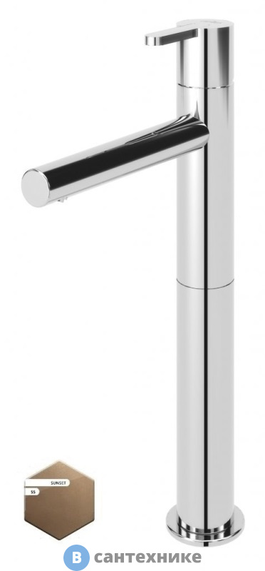 Смеситель Cezares LEAF-LC1-SS для раковины однорычажный, с донным клапаном, sunset