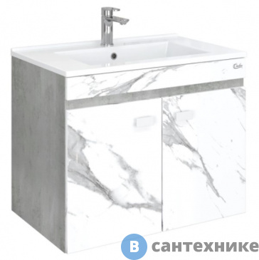 картинка Тумба с раковиной Onika МАРБЛ 75.02 подвесная мрамор/камень бетонный (107517)