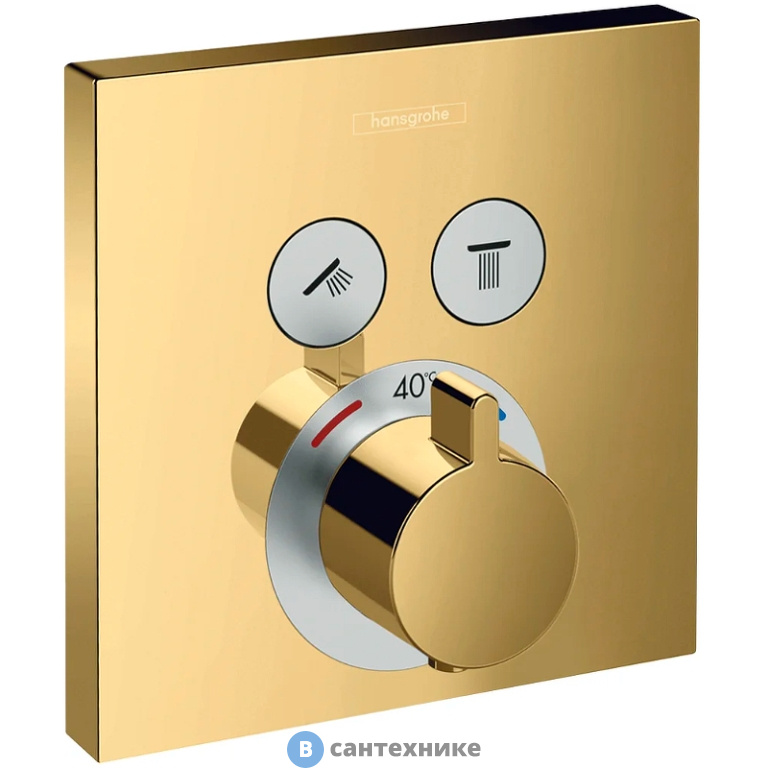 Смеситель Hansgrohe ShowerSelect 15763990 терм./ 2 потр., СМ, полир. золото, без внутренней части