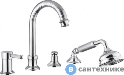 картинка Смеситель Cezares OLIMP-BVDM-01-L на борт ванны однорычажный с выдвижным душем и переключателем, хром