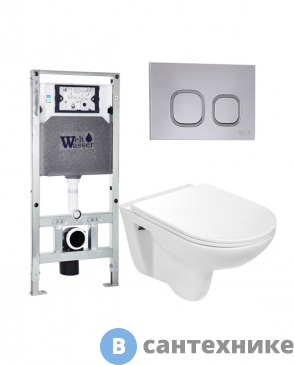 картинка Унитаз с инсталляцией WELTWASSER и кнопкой смыва (AMBERG 506 ST + BAARBACH 004 GL-WT + AMBERG RD-CR)