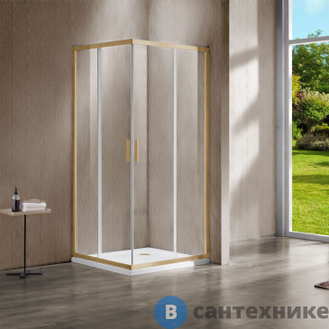 картинка Душевой уголок Vincea Garda VSS-1G9011CLG, 1100*900, брашированное золото, стекло прозрачное