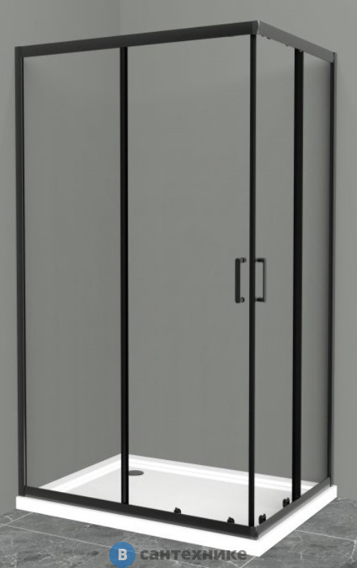 Душевой уголок BelBagno UNO-195-AH-2-120/90-C-NERO 1200x900x1950, без поддона