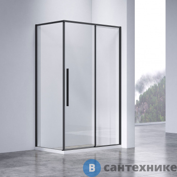 картинка Душевой уголок Vincea Slim-N VSR-4SN9013CLB, 1300*900, черный, стекло прозрачное, без поддона