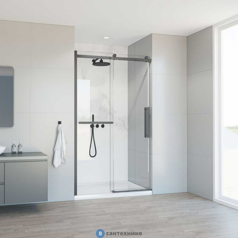 Душевая дверь Vincea Como Soft VDS-1CS130CLGM, 1300, вороненая сталь, стекло прозрачное