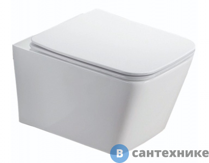 картинка Унитаз подвесной AZARIO NOVA AZ-2216 SP безободковый, с сиденьем дюропласт- микролифт 530*350*360 см