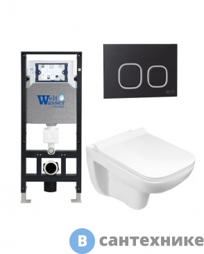 картинка Унитаз с инсталляцией WELTWASSER и кнопкой смыва (AMBERG 506 + KEHLBACH 004 GL-WT + AMBERG RD-BL)